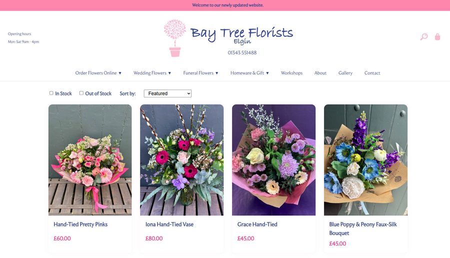 Bay Tree Florists website on a computer