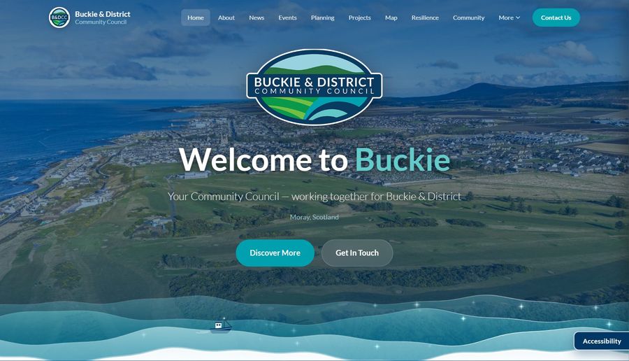 Buckie & District Community Council website on a computer