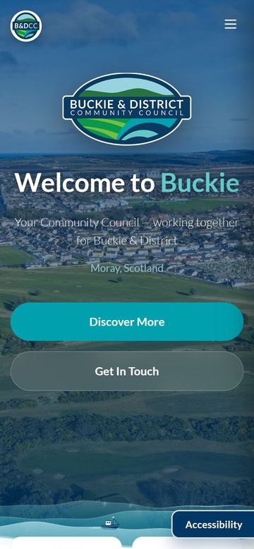 Buckie & District Community Council website on a phone