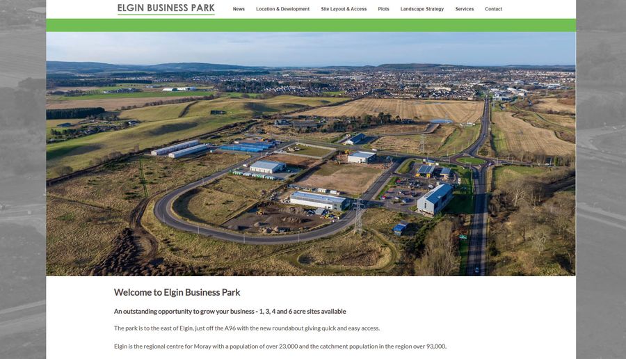 Elgin Business Park website on a computer