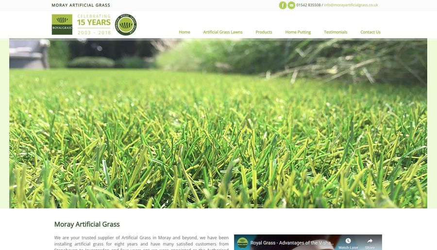 Moray Artificial Grass website on a computer