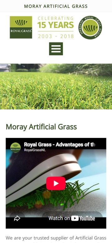 Moray Artificial Grass website on a phone