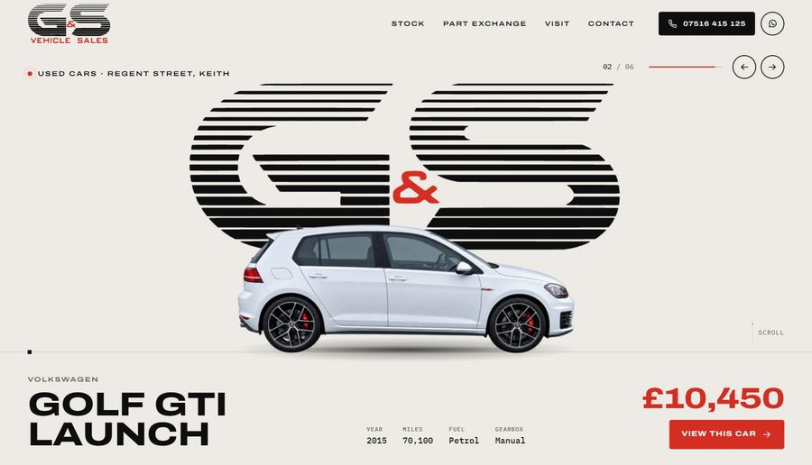 G&S Vehicle Sales website on a computer