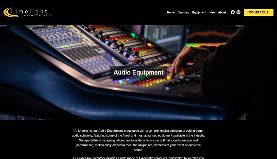 Limelight Event Services, Services Page