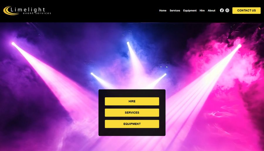 Limelight Event Services website on a computer