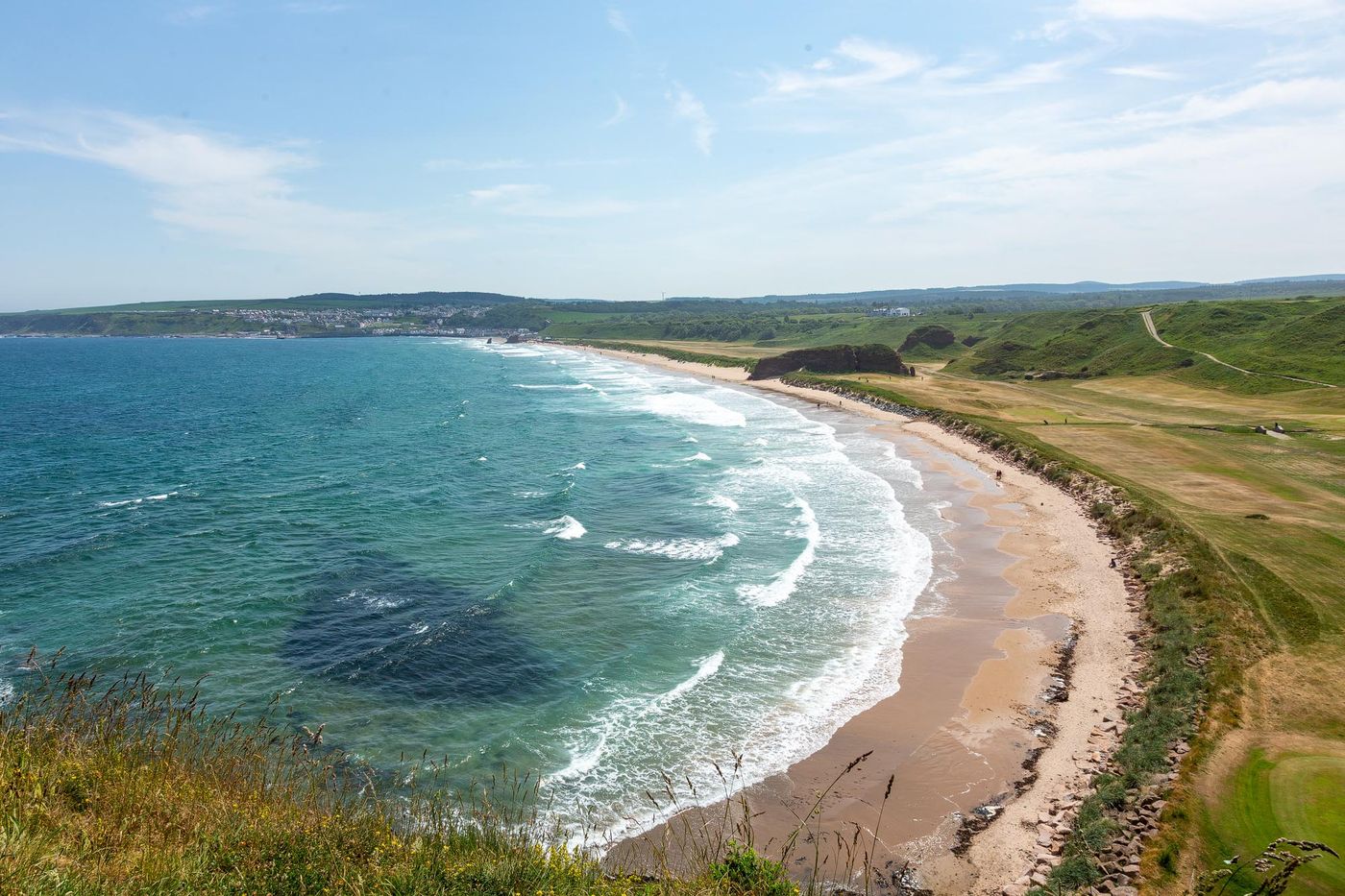 A sandy bay on the Moray coast in northeast Scotland