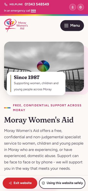 Moray Women's Aid website on a phone