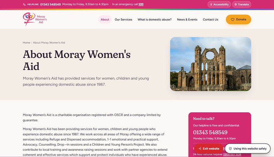 Moray Women’s Aid, the About page