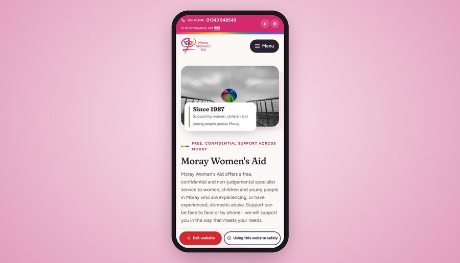 Moray Women’s Aid on a phone