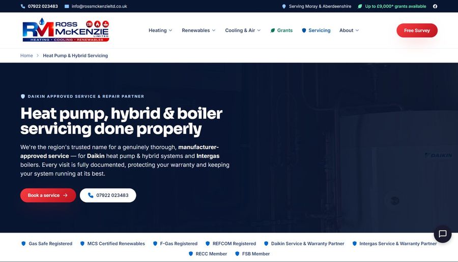 Ross McKenzie Ltd, heat pump and boiler servicing