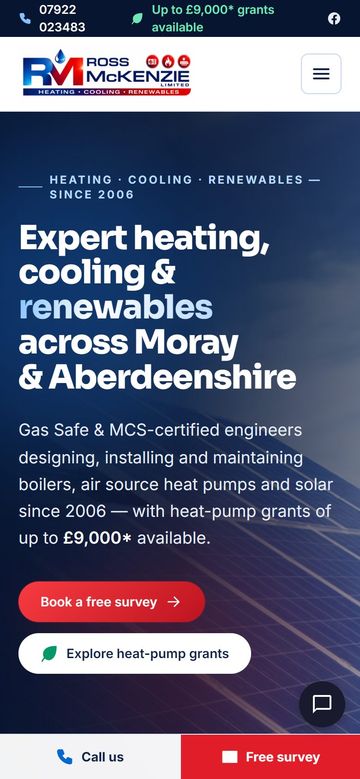 Ross McKenzie Ltd website on a phone
