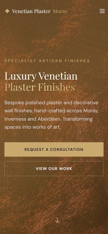 Venetian Plaster Moray website on a phone