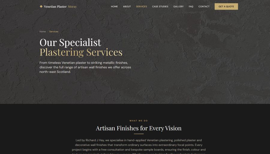 Venetian Plaster Moray, Services