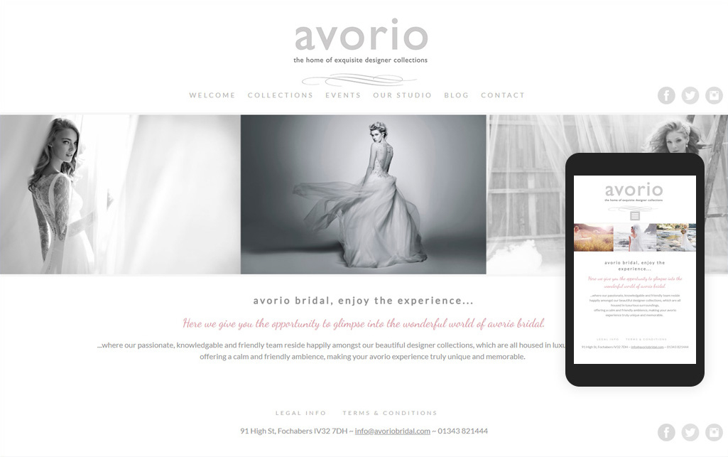 Web Design for Avorio Bridal