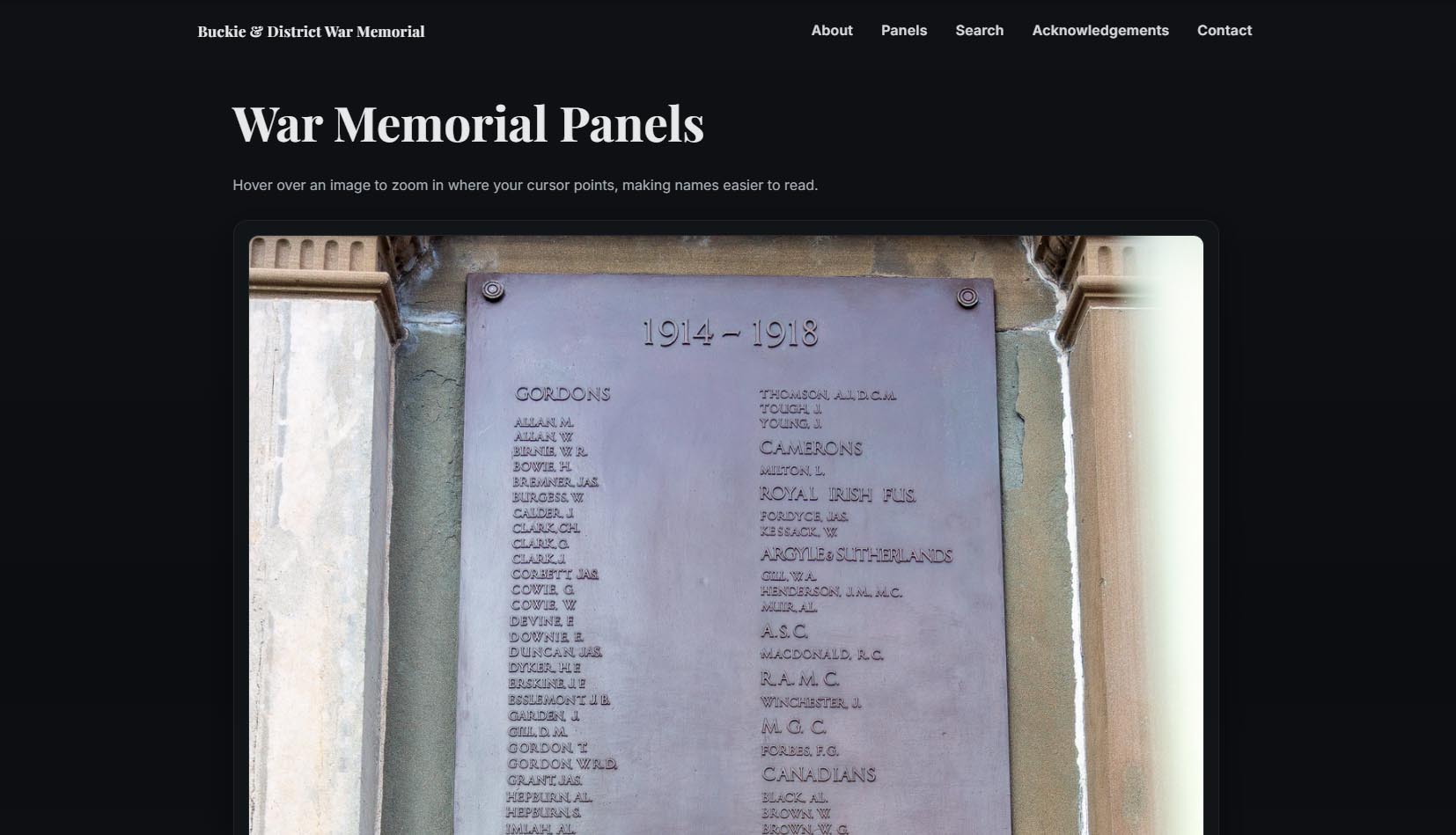 Buckie War Memorial - Search Database