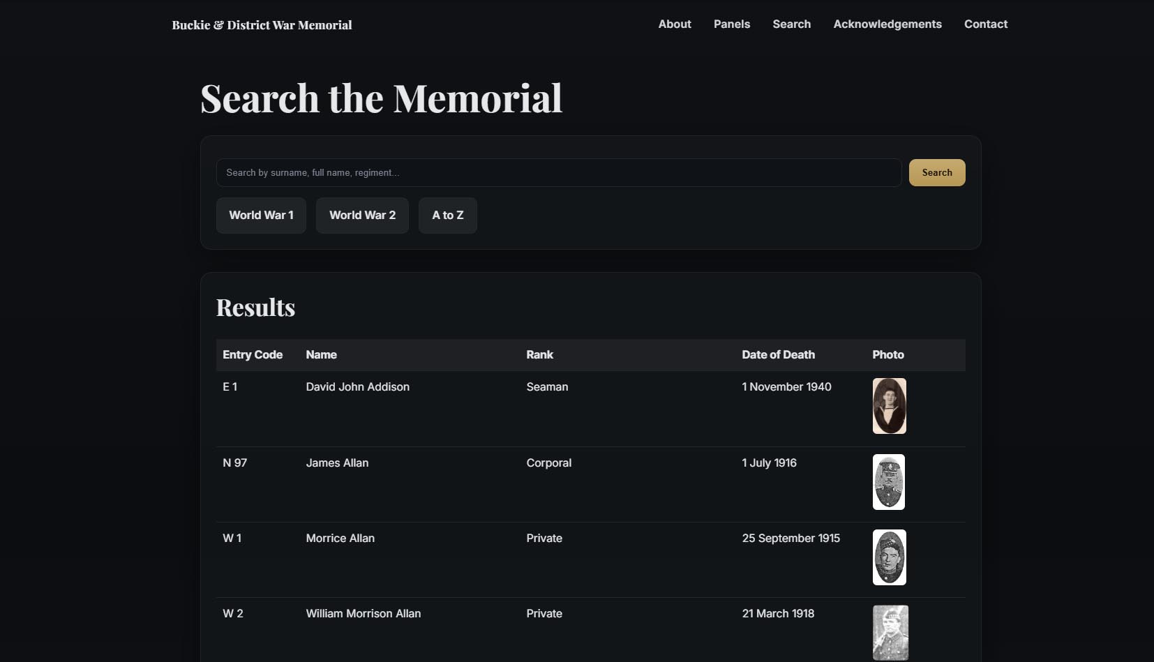 Buckie War Memorial - Individual Profile